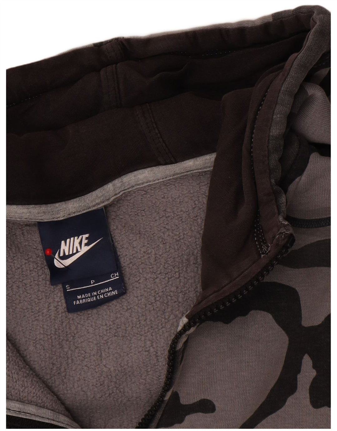 Nike Hættetrøje med lynlås til mænd, lille grå camouflage bomuld