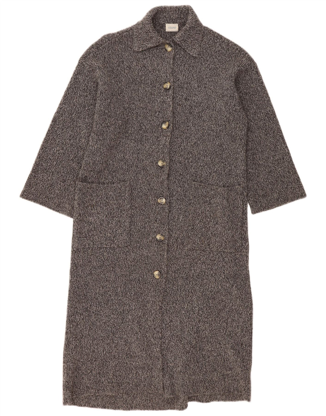 Benetton Womens Longline Oversized Cardigan Sweater UK 10 Small Grey