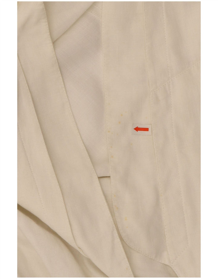 Claude Montana Dame Crop Blazer Jacket UK 12 Medium White Linen