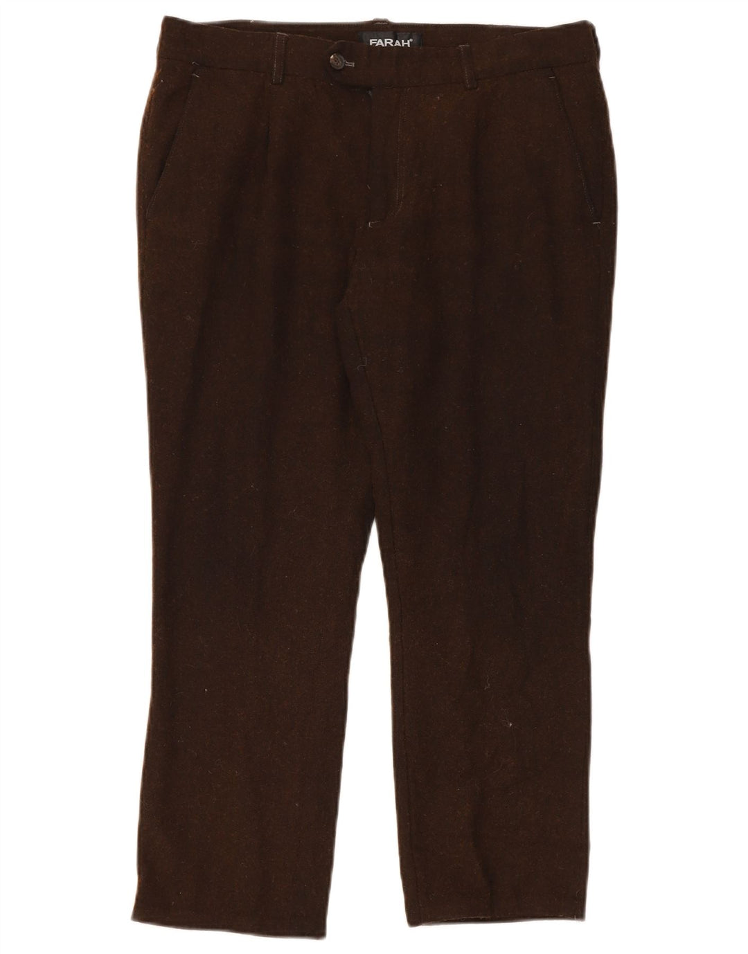 FARAH Herre Straight Suit Bukser W34 L26 Brun Uld