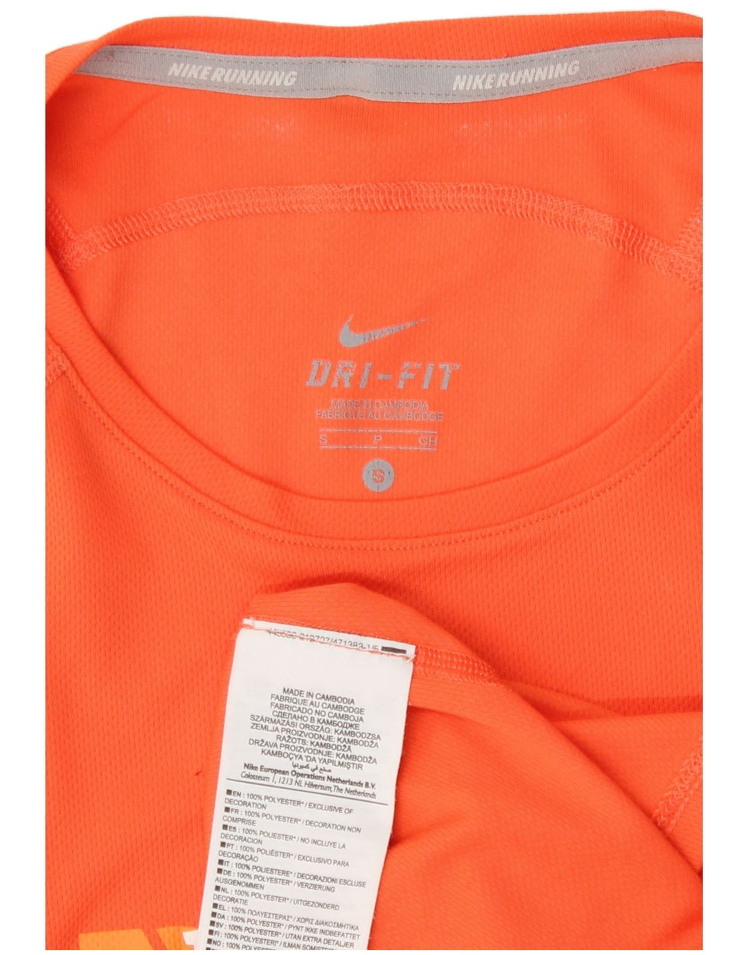 Nike Dame Dri Fit Grafisk T-Shirt Top UK 10 Small Orange Polyester