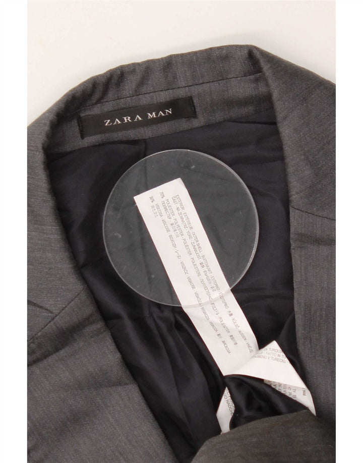 Zara Herre 2-knaps blazerjakke EU 48 Medium Grå Polyester