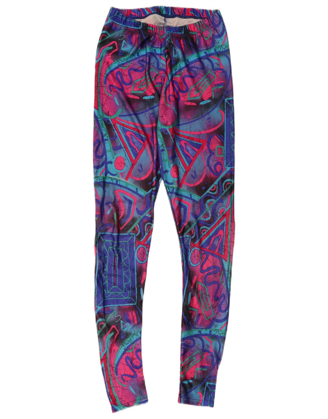 VINTAGE Dame Leggings UK 6 XS Flerfarvet Geometrisk