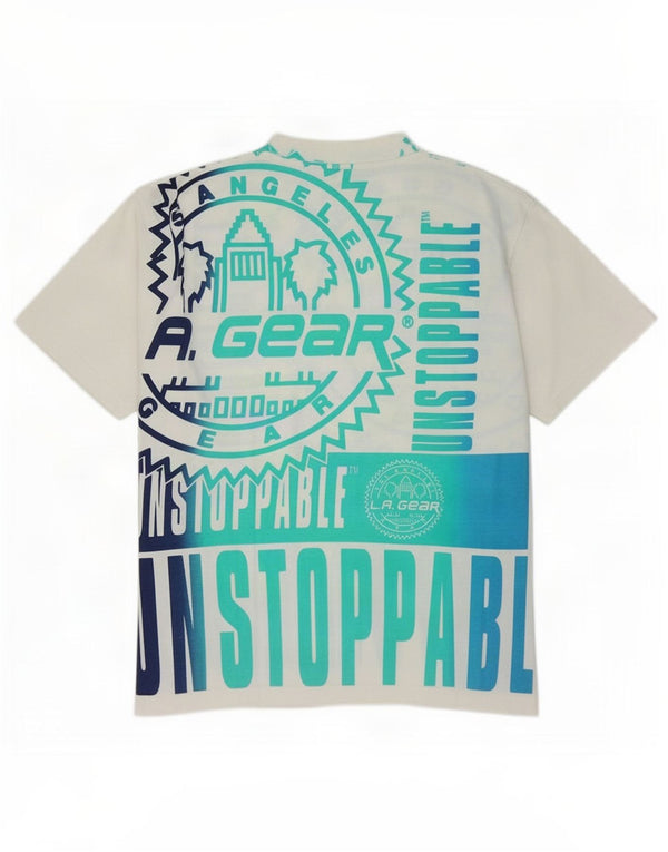 La Gear Herre grafisk T-shirt Top Medium Hvid Colourblock Cotton