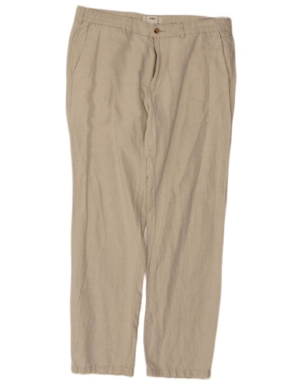 Marks & Spencer Straight Chino-bukser til mænd W36 L30 Off White Bomuld