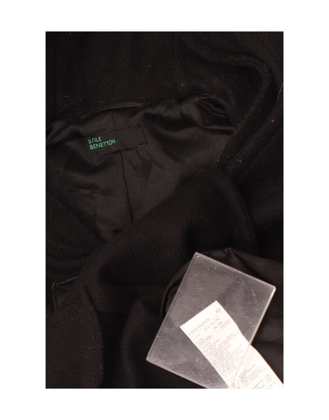 Benetton Dame Hooded Duffel Coat IT 42 Medium Sort Uld
