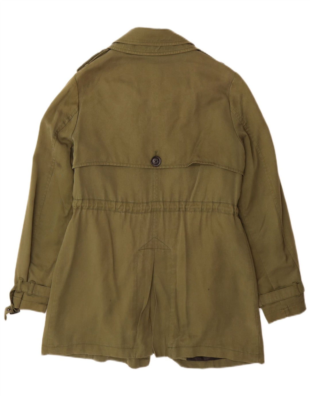 Superdry Womens Overcoat UK 14 Medium Khaki Lyocell