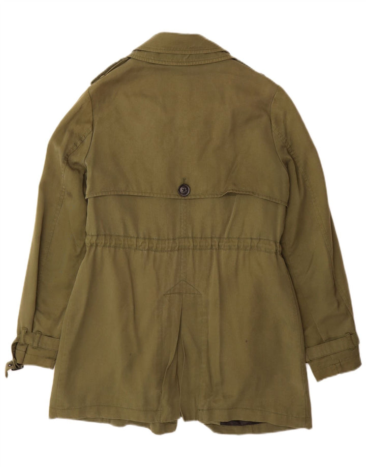 Superdry Womens Overcoat UK 14 Medium Khaki Lyocell