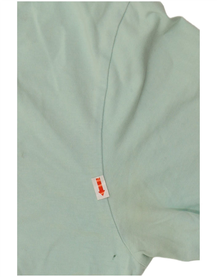 NEW BALANCE Dame grafisk T-shirt Top UK 14 Medium Grøn Bomuld