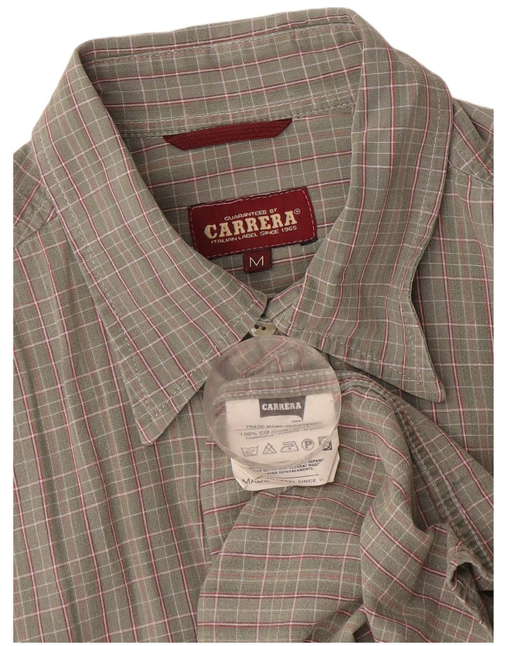 Carrera kortærmet herreskjorte mellemgrå ternet bomuld