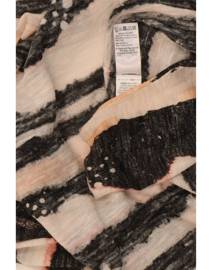 Marks & Spencer Dame Oversized Cardigan Sweater UK 16 Stor Sort Stribet