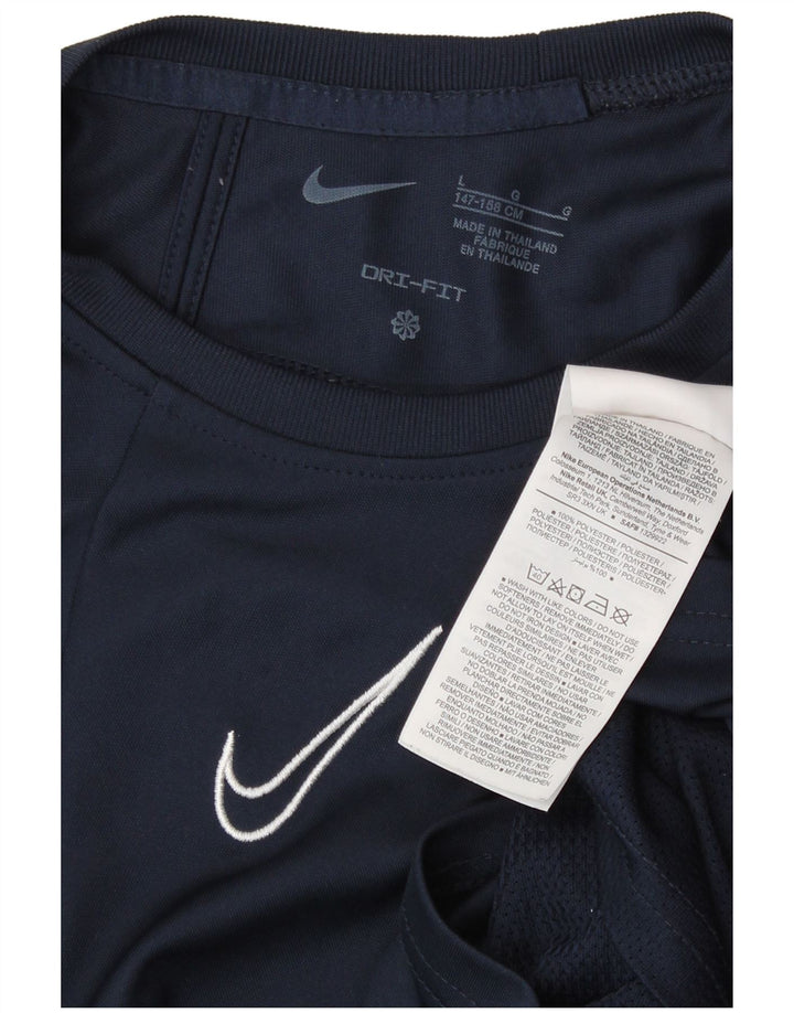 Nike drenge T-shirt top 12-13 år stor marineblå stribet polyester