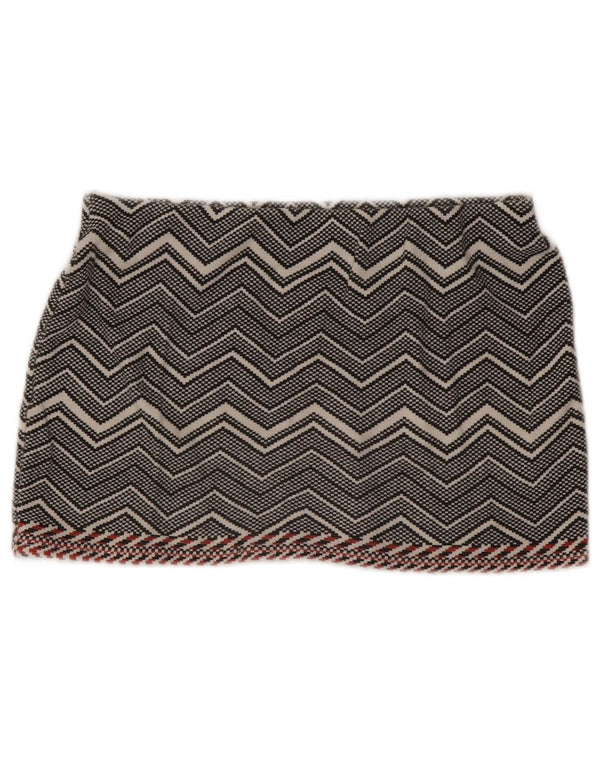 Zara Dame Trafaluc Mini Nederdel Medium W28 Grå Chevron