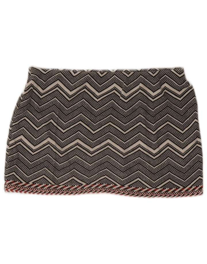 Zara Dame Trafaluc Mini Nederdel Medium W28 Grå Chevron