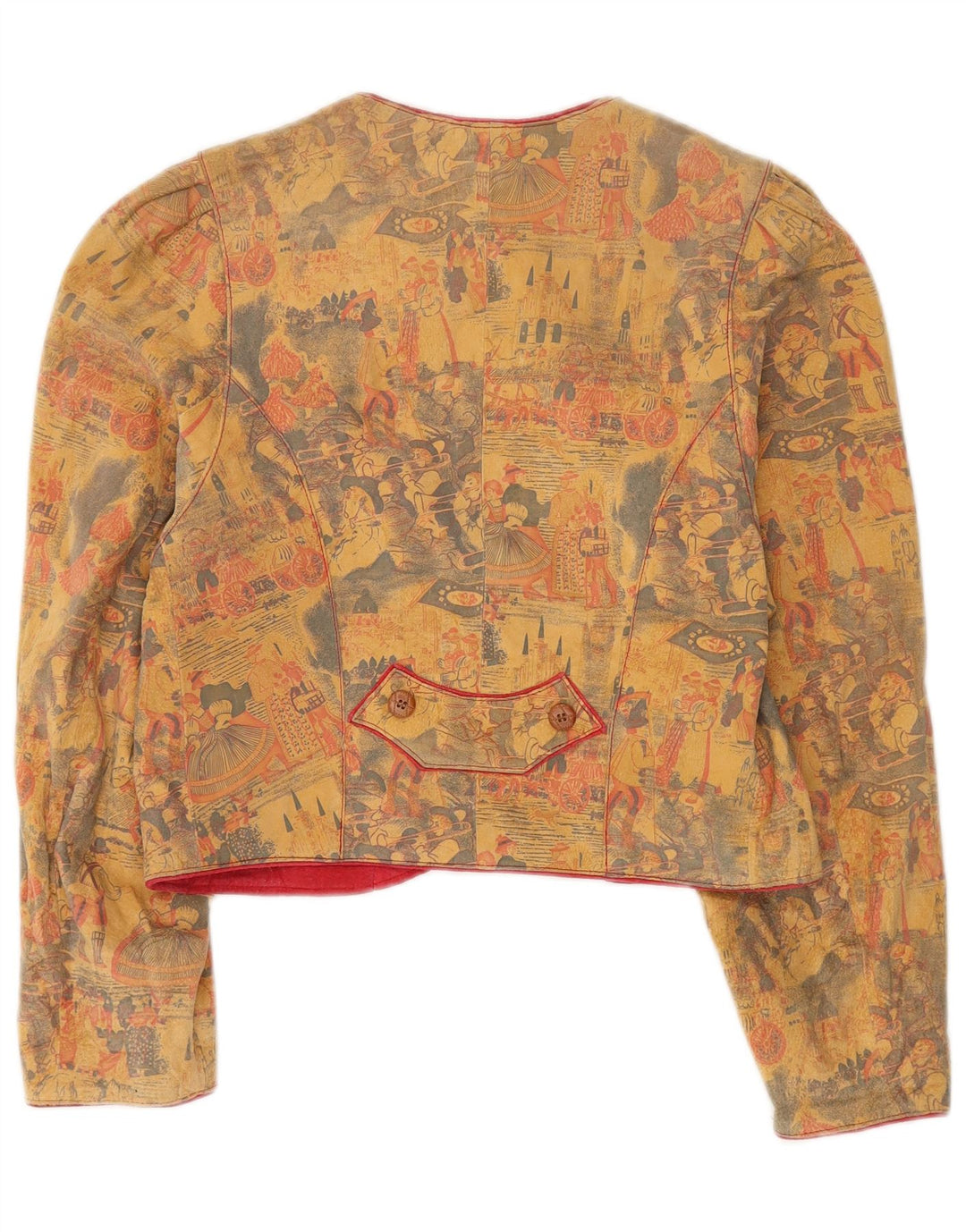 Vintage Dame Trachten 4 Button Blazer Jacket EU 36 Small Beige Læder