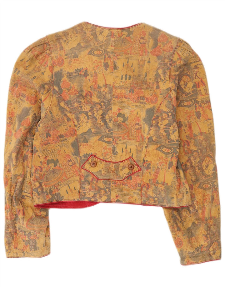 Vintage Dame Trachten 4 Button Blazer Jacket EU 36 Small Beige Læder