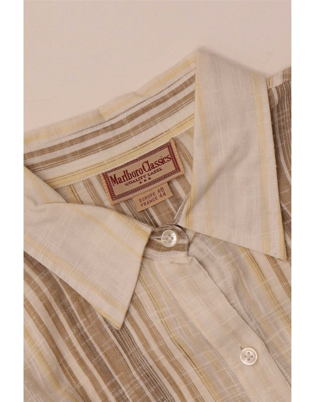 Marlboro Classics skjorte med 3/4 ærmer til kvinder EU 44 XL Beige stribet