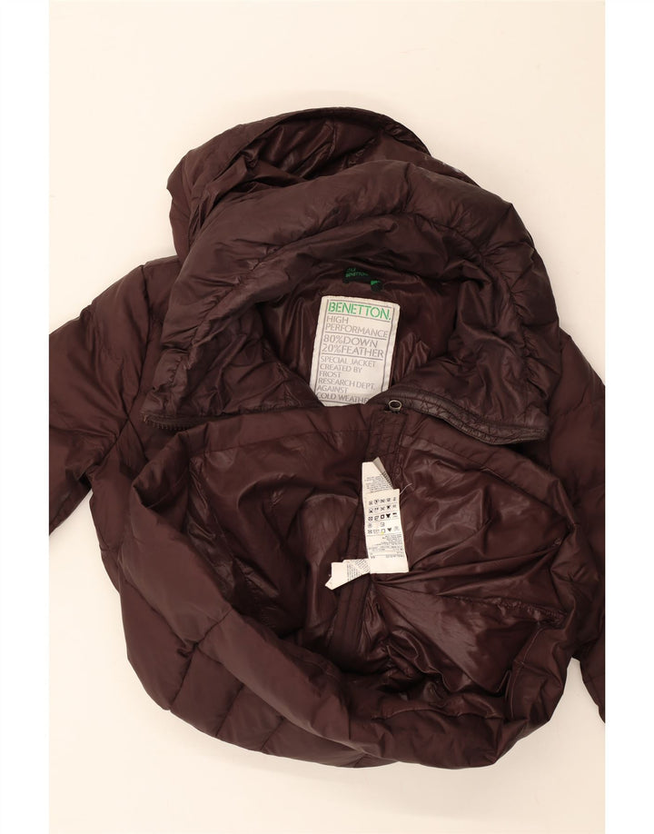 BENETTON Womens Hooded Padded Jacket IT 44 Medium Burgundy Polyamide Vintage Benetton and Second-Hand Benetton from Messina Hembry 