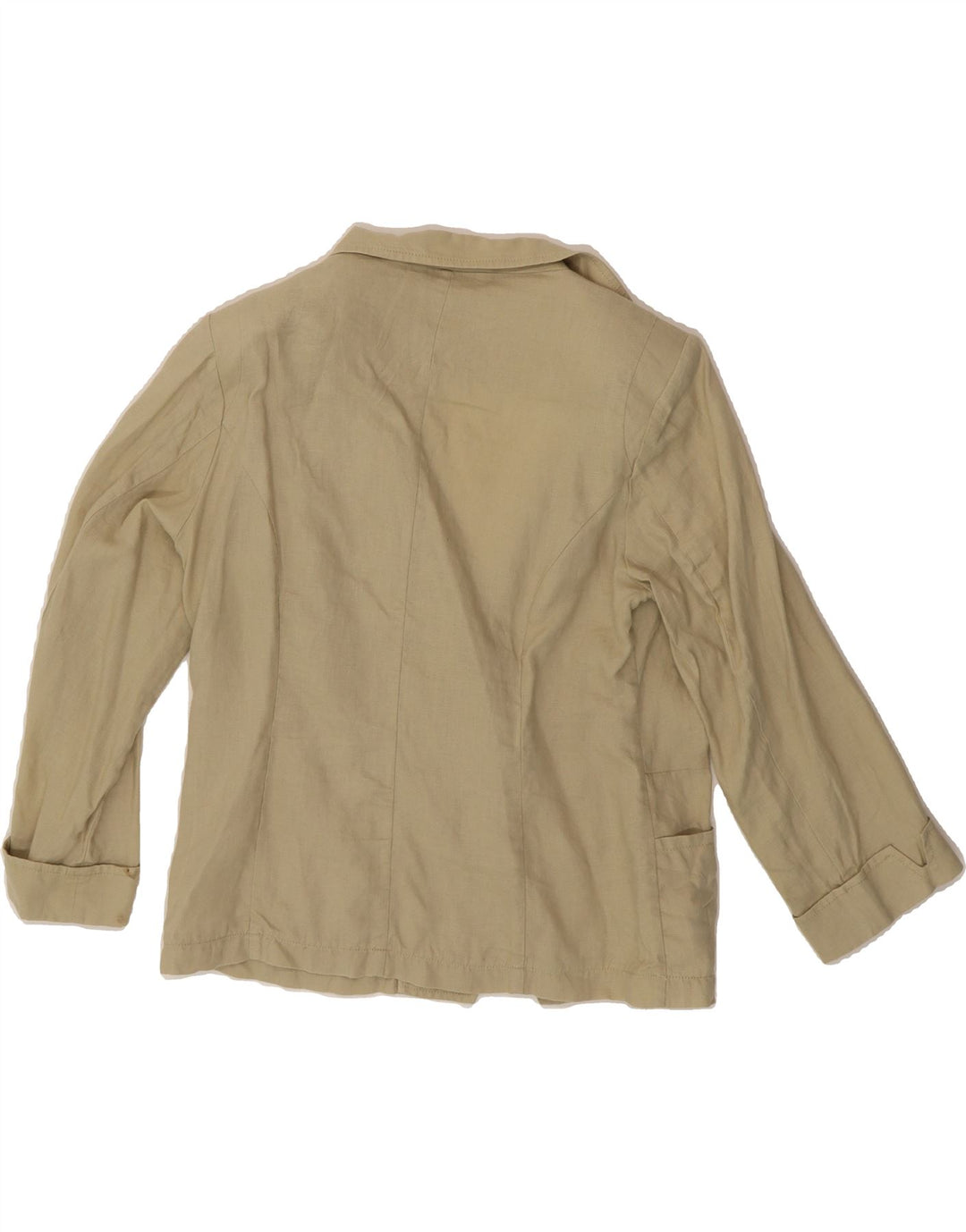 CHERIE Womens 3/4 Sleeve 4 Button Blazer Jacket IT 46 Large Beige Linen Vintage cherie and Second-Hand cherie from Messina Hembry 
