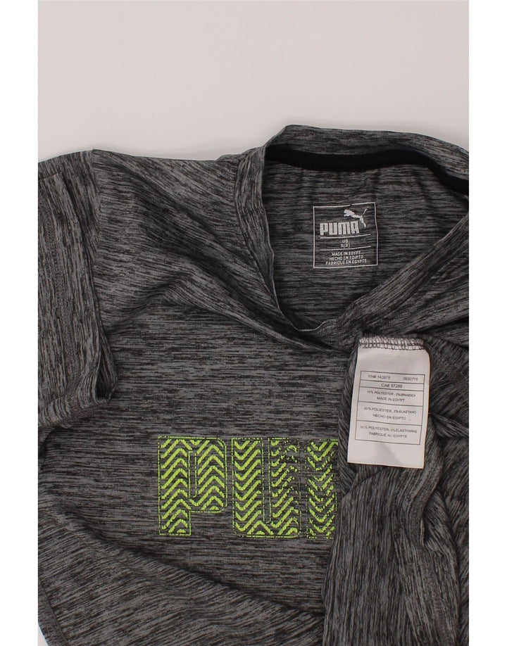 Puma drenge grafisk t-shirt top 7-8 år lille grå flækket polyester
