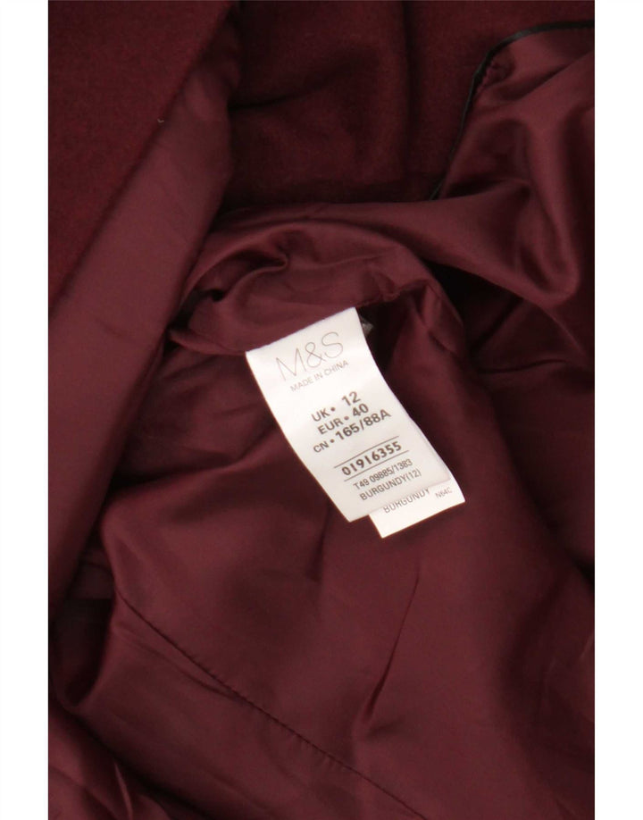 Marks & Spencer Dame Overfrakke UK 12 Medium Burgundy Polyester