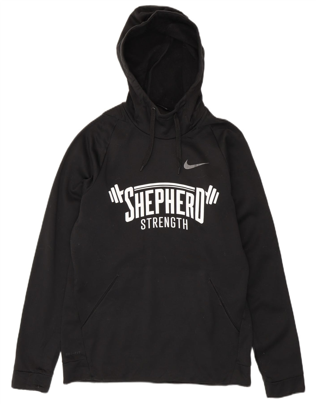 Nike Herre Dri Fit Grafisk Hoodie Jumper Medium Sort Polyester