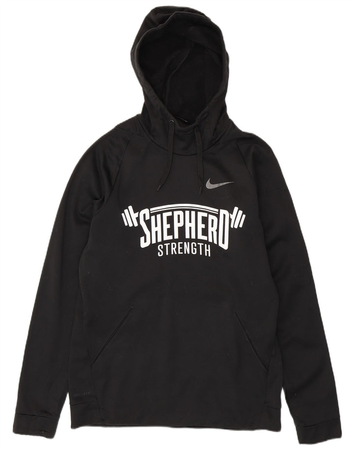 Nike Herre Dri Fit Grafisk Hoodie Jumper Medium Sort Polyester