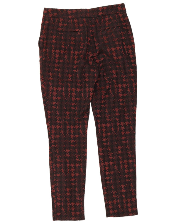 Reiss Dame Slim Cropped Trousers UK 8 Small W26 L25 Burgundy Houndstooth