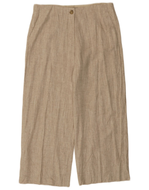 Marks & Spencer Womens Wide Leg Chino Trousers UK 16 Large W36 L28 Beige