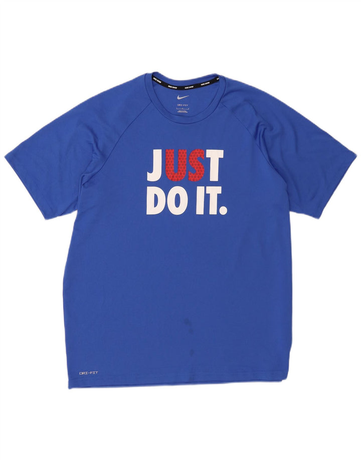 Nike Herre Dri Fit Grafisk T-Shirt Top Stor Blå