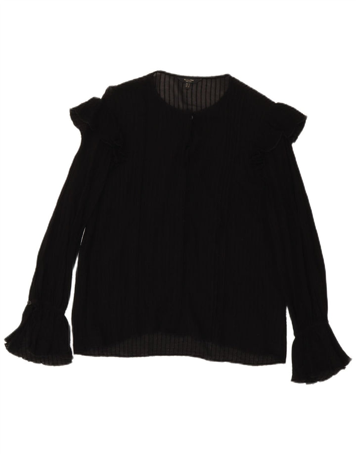 Massimo Dutti Dame Langærmet Se Through Top UK 10 Lille Sort Stribet