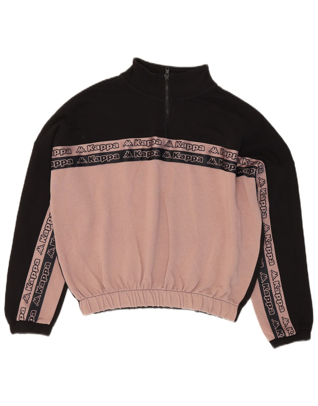 Kappa Dame Oversized Grafisk Sweatshirt Jumper UK 10 Lille Sort