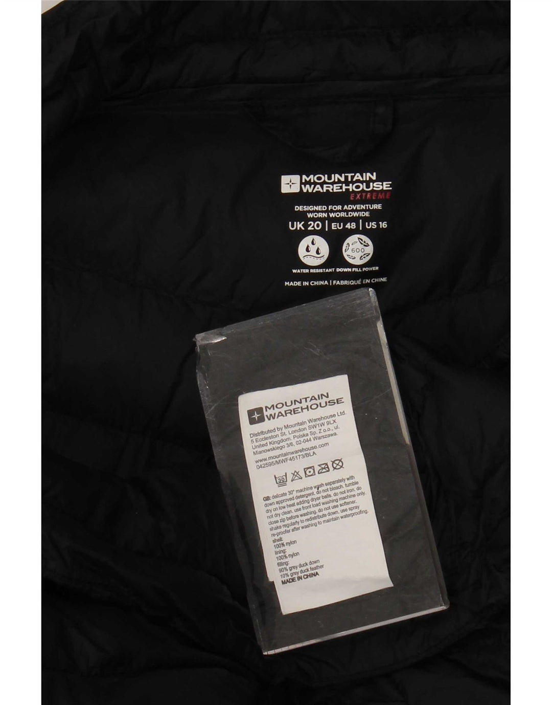 Mountain Warehouse Dame Polstret Jakke UK 20 2XL Sort Nylon