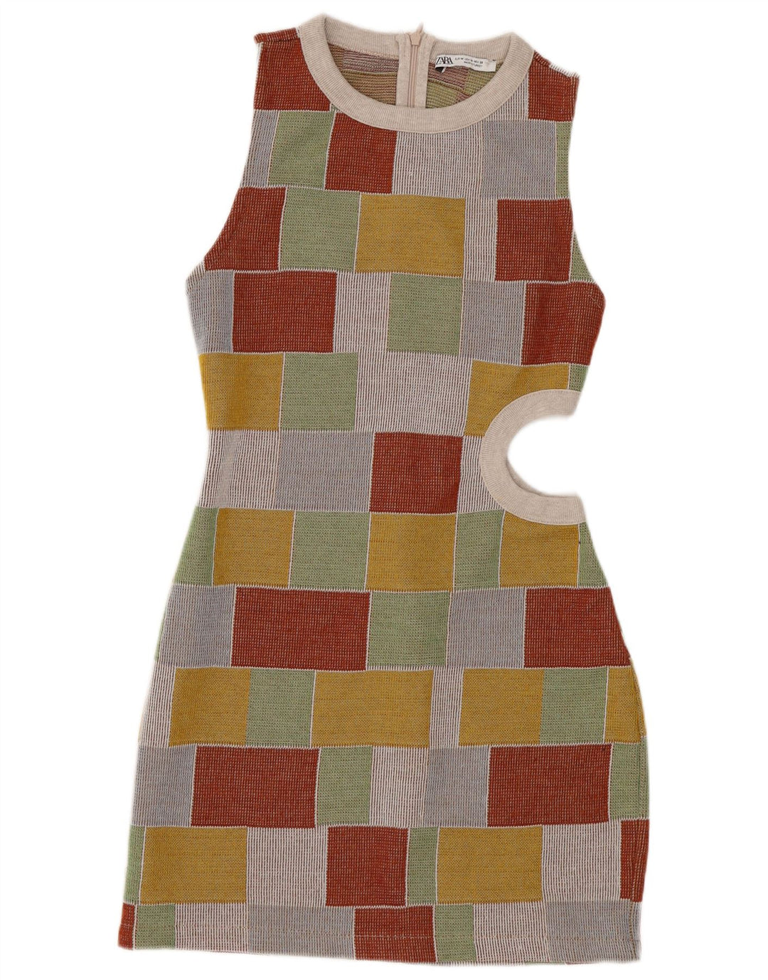 Zara Womens Sleeveless Bodycon Dress UK 12 Medium Multicolored Geometric