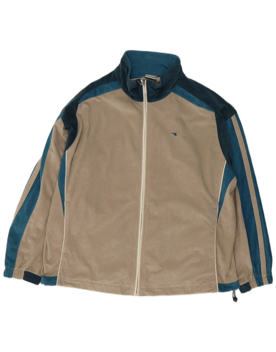 Diadora Herre Velour Træningsdragt Top Jakke 3XL Beige Colourblock Polyester