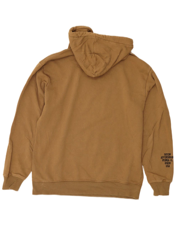Caterpillar Mens Graphic Hoodie Jumper Medium Khaki Cotton