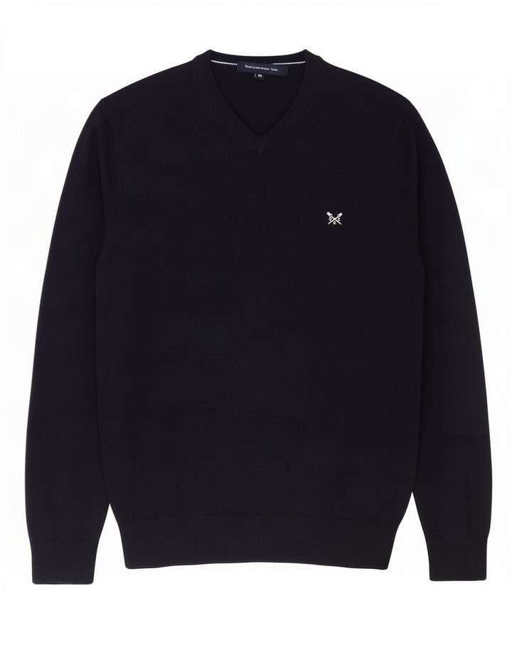 Besætningstøj Herre V-hals sweater Medium marineblå bomuld