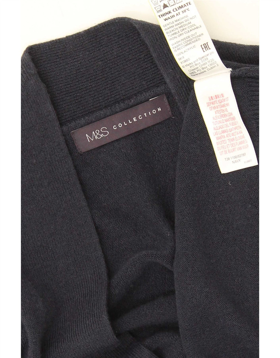 Marks & Spencer Dame Oversized Cardigan Sweater UK 10 Small Navy Blue