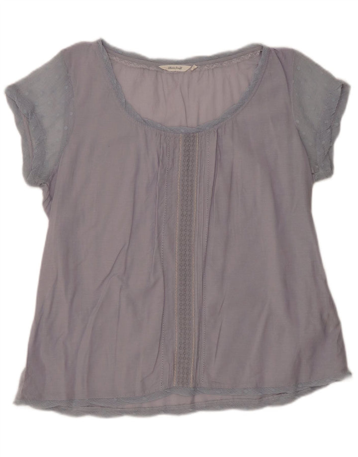 WHITE STUFF Damebluse Top UK 16 Stor Blå Bomuld