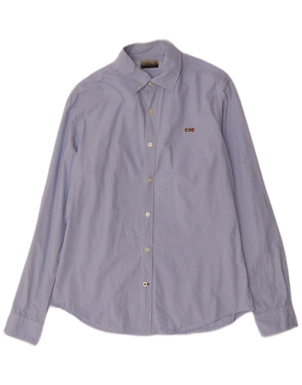 Napapijri Herre Geographic Shirt Medium Blue Gingham Cotton