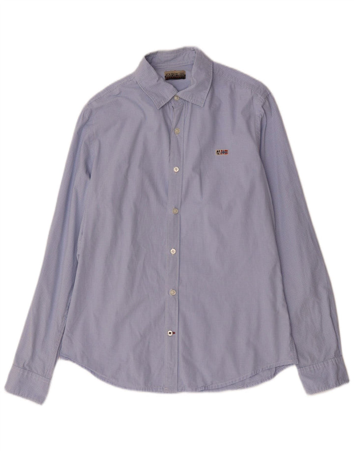 Napapijri Herre Geographic Shirt Medium Blue Gingham Cotton