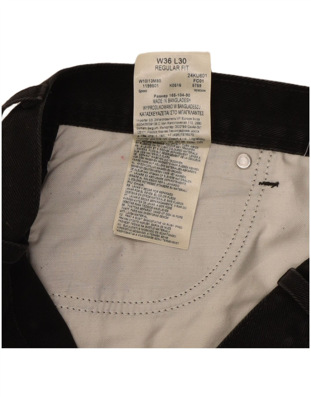 Wrangler Herre Regular Fit Straight Jeans W36 L30 Sort Bomuld
