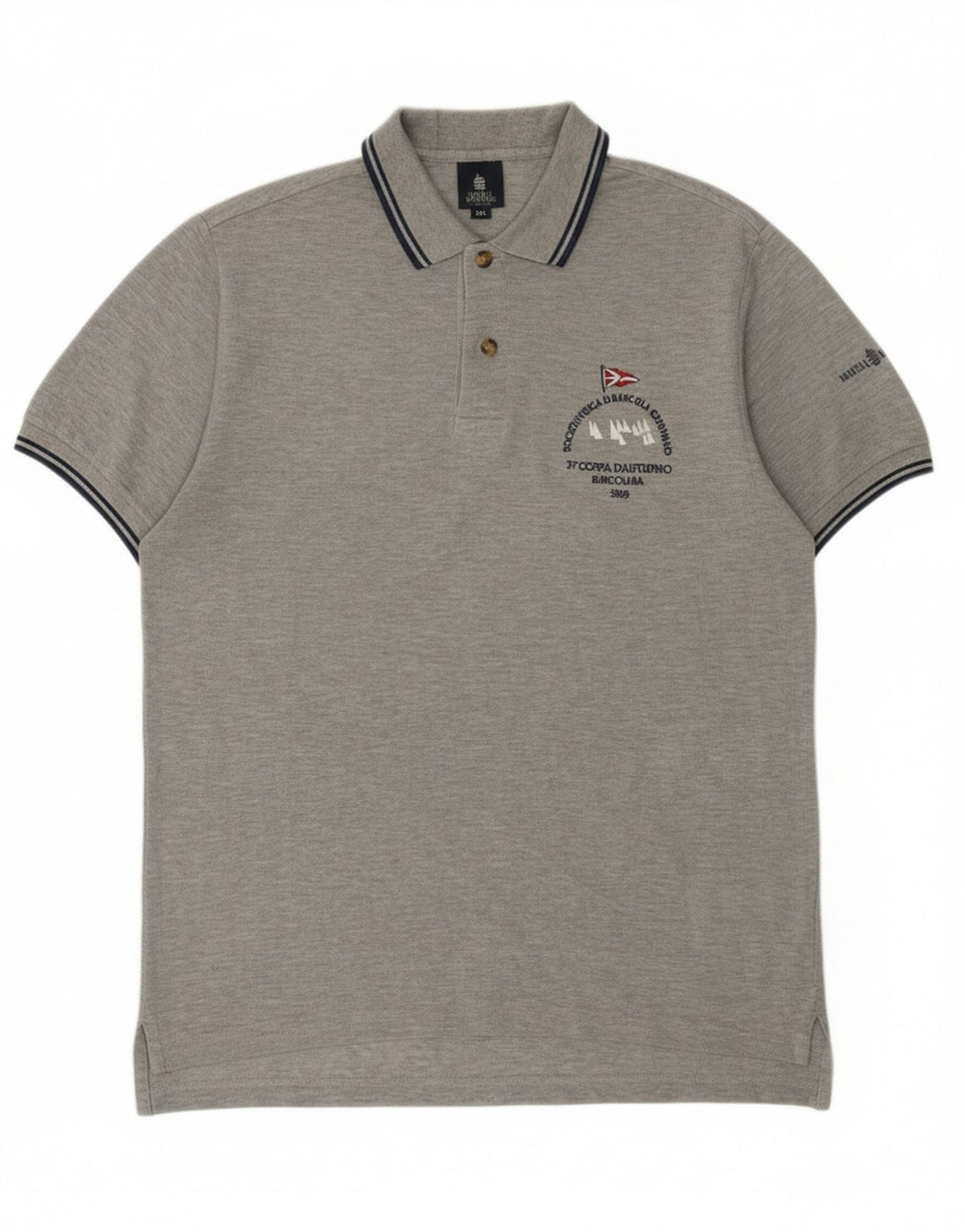 Marina Yachting Herre grafisk polo shirt mellemgrå bomuld