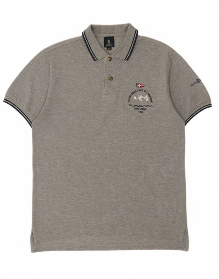 Marina Yachting Herre grafisk polo shirt mellemgrå bomuld