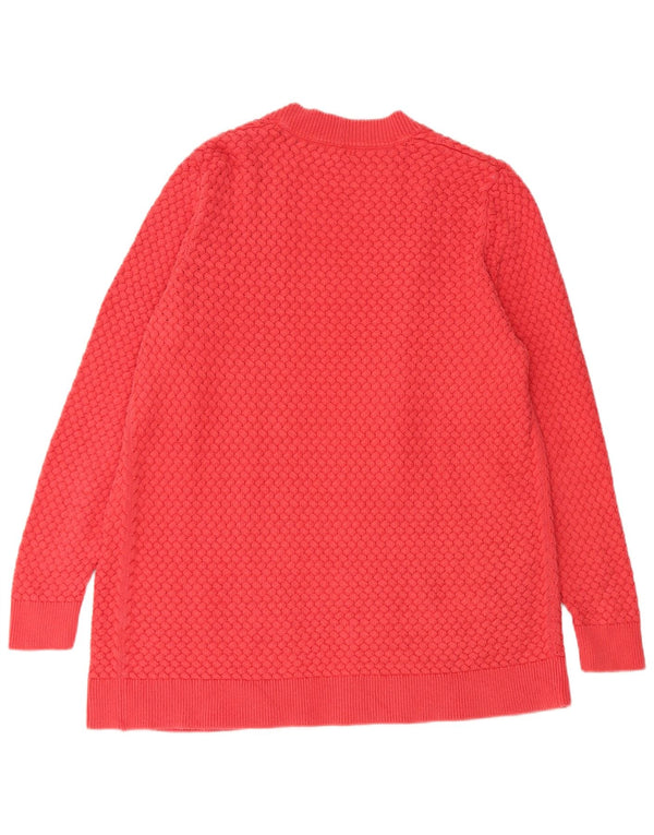 L.L.Bean Womens Open Cardigan Sweater UK 16 Large Red Cotton