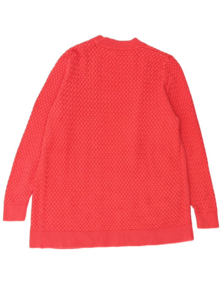 L.L.Bean Womens Open Cardigan Sweater UK 16 Large Red Bomuld