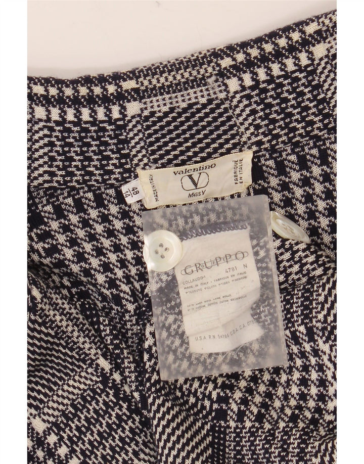 VALENTINO Dame Miss V Blazer Jacket IT 48 XL Marineblå Houndstooth