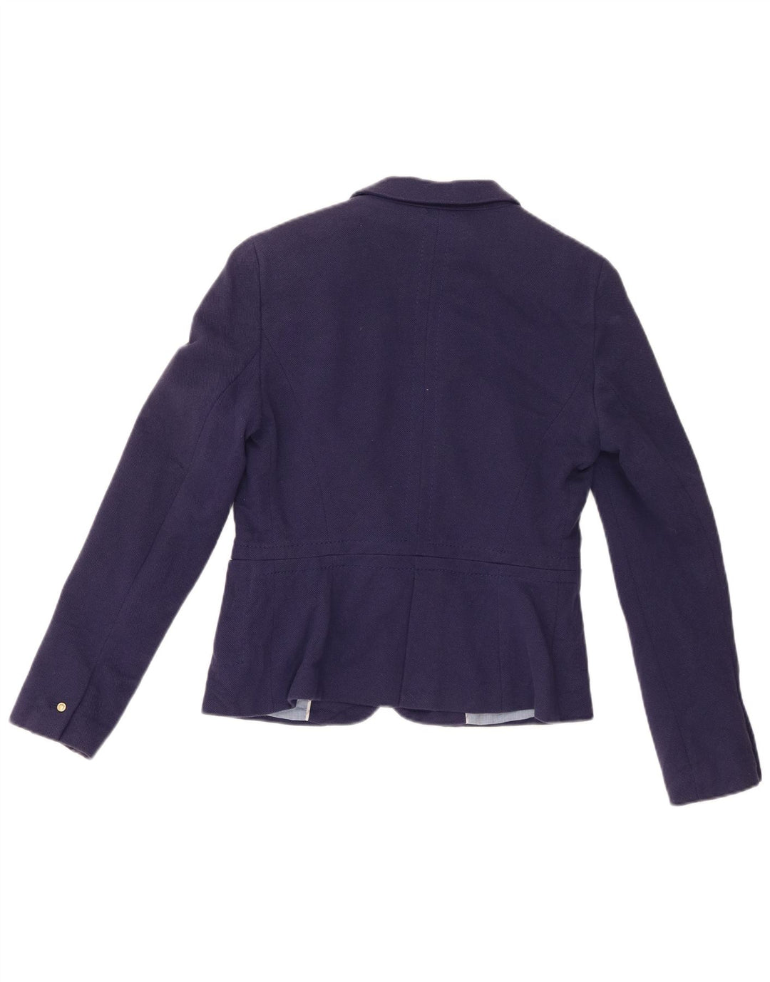 Zara Dame Crop 1 Knap Blazer Jakke UK 16 Stor Marineblå Bomuld