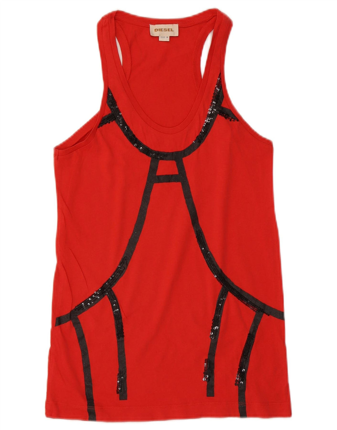 Diesel Damevest Top UK 12 Medium Red Colourblock
