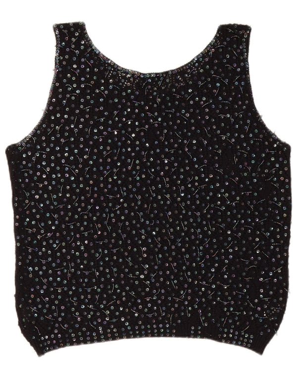 Effeci Womens Crop Vest Tank Top UK 14 Medium Sort Akryl